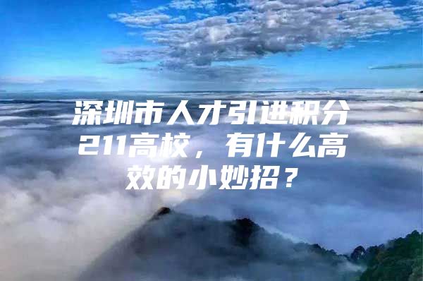 深圳市人才引进积分211高校，有什么高效的小妙招？