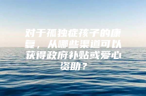 对于孤独症孩子的康复，从哪些渠道可以获得政府补贴或爱心资助？