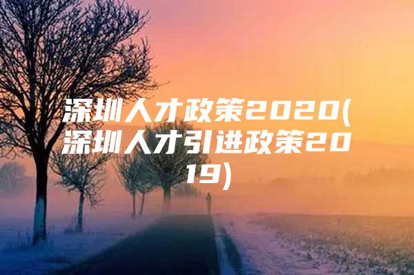 深圳人才政策2020(深圳人才引进政策2019)