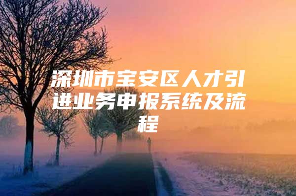 深圳市宝安区人才引进业务申报系统及流程