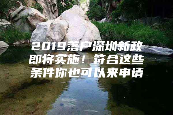 2019落户深圳新政即将实施！符合这些条件你也可以来申请