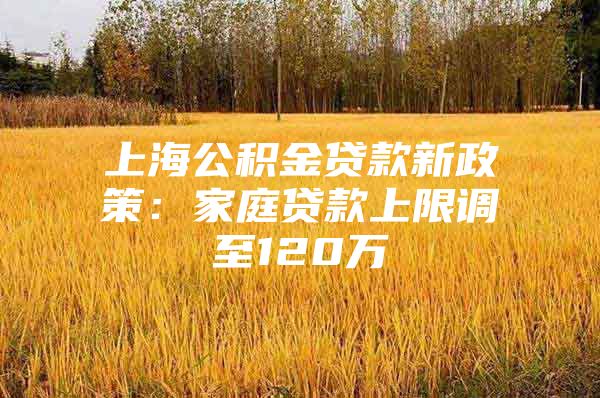 上海公积金贷款新政策：家庭贷款上限调至120万