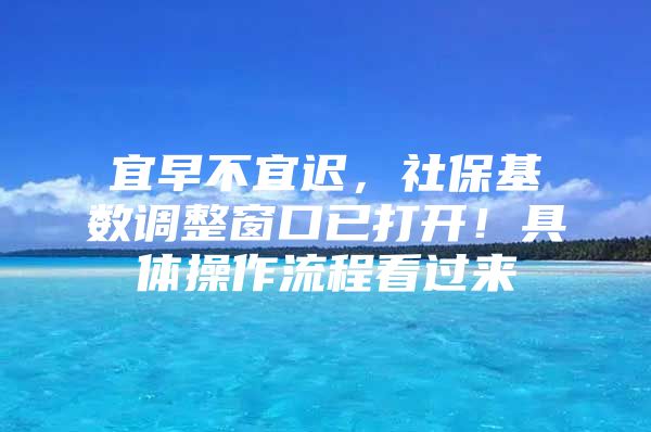 宜早不宜迟，社保基数调整窗口已打开！具体操作流程看过来