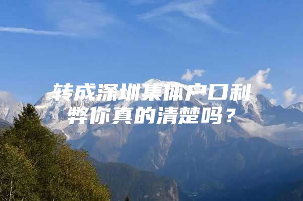 转成深圳集体户口利弊你真的清楚吗？