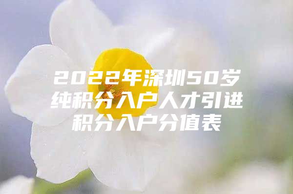 2022年深圳50岁纯积分入户人才引进积分入户分值表