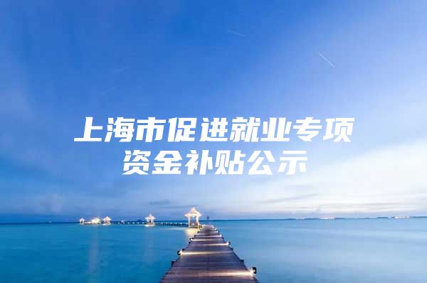 上海市促进就业专项资金补贴公示