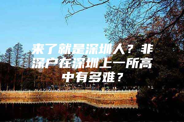 来了就是深圳人？非深户在深圳上一所高中有多难？