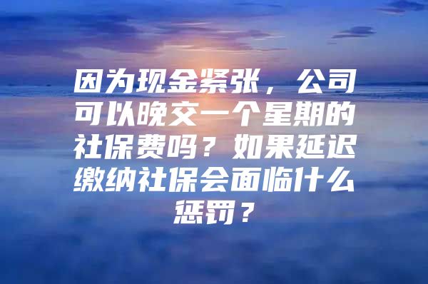 因为现金紧张，公司可以晚交一个星期的社保费吗？如果延迟缴纳社保会面临什么惩罚？