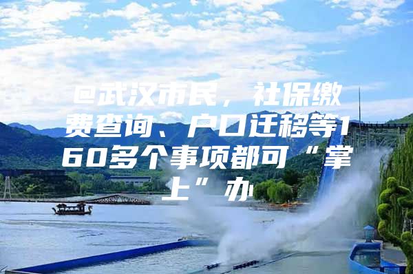 @武汉市民，社保缴费查询、户口迁移等160多个事项都可“掌上”办