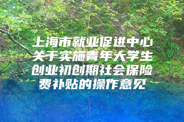 上海市就业促进中心关于实施青年大学生创业初创期社会保险费补贴的操作意见