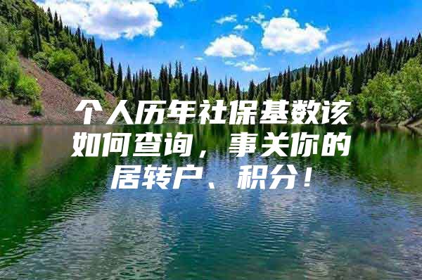 个人历年社保基数该如何查询，事关你的居转户、积分！