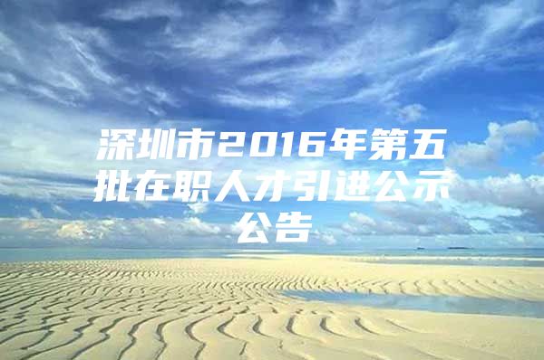 深圳市2016年第五批在职人才引进公示公告