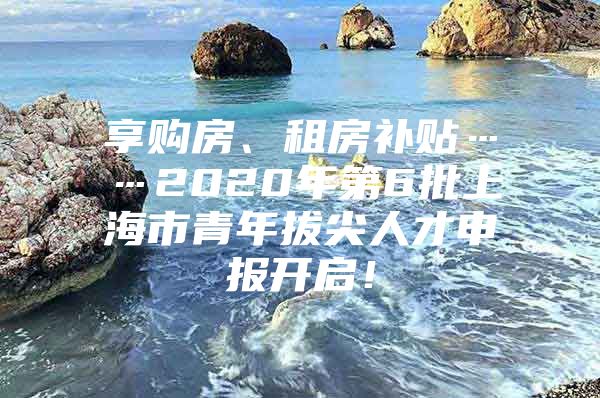 享购房、租房补贴……2020年第6批上海市青年拔尖人才申报开启！