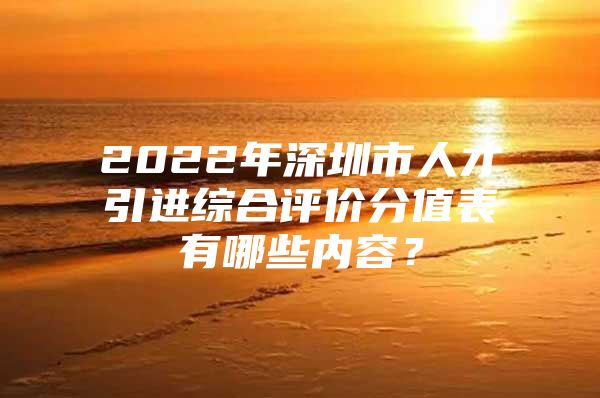 2022年深圳市人才引进综合评价分值表有哪些内容？