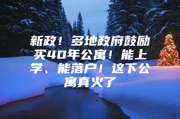 新政！多地政府鼓励买40年公寓！能上学、能落户！这下公寓真火了