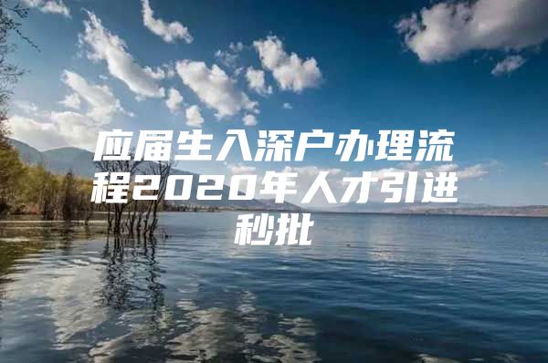 应届生入深户办理流程2020年人才引进秒批