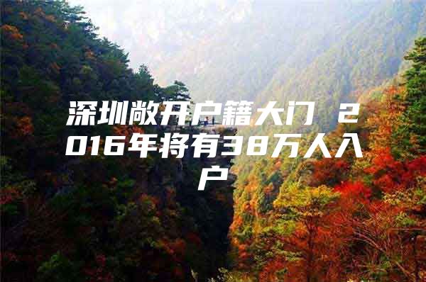 深圳敞开户籍大门 2016年将有38万人入户