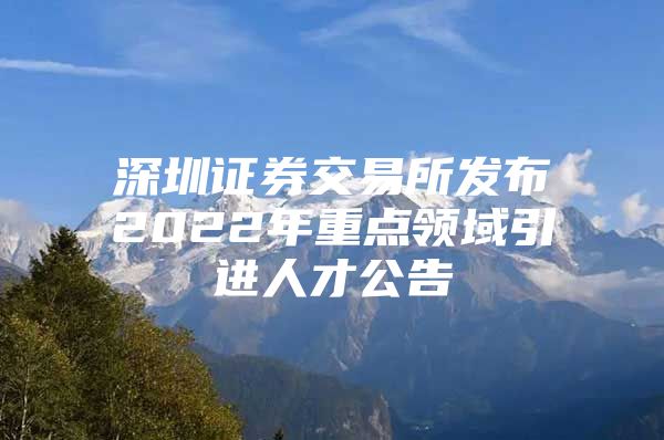 深圳证券交易所发布2022年重点领域引进人才公告