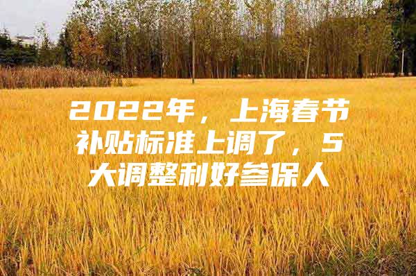 2022年，上海春节补贴标准上调了，5大调整利好参保人