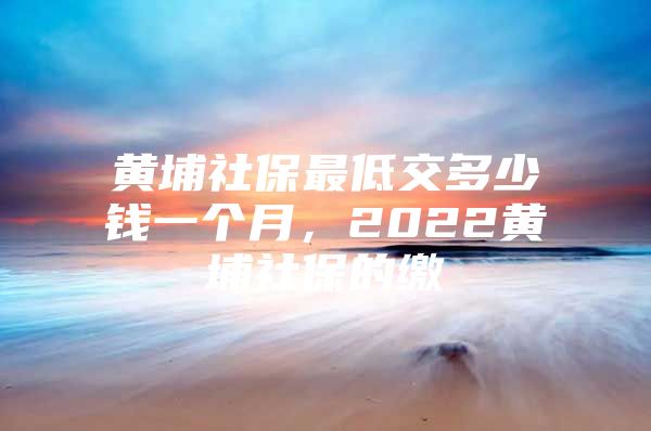 黄埔社保最低交多少钱一个月，2022黄埔社保的缴