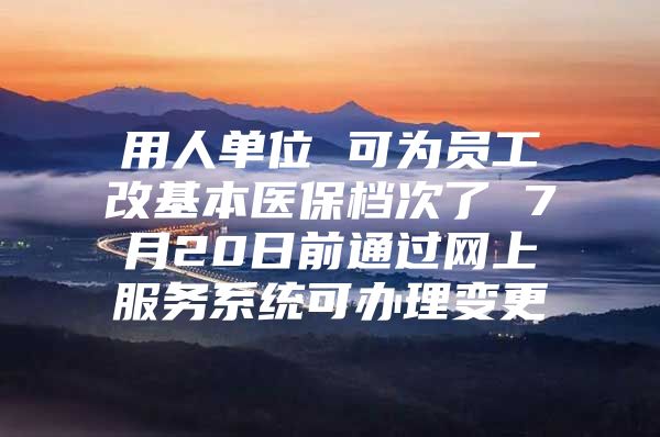 用人单位 可为员工改基本医保档次了 7月20日前通过网上服务系统可办理变更