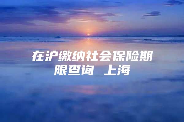 在沪缴纳社会保险期限查询 上海