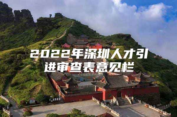 2022年深圳人才引进审查表意见栏