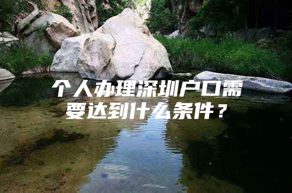 个人办理深圳户口需要达到什么条件？