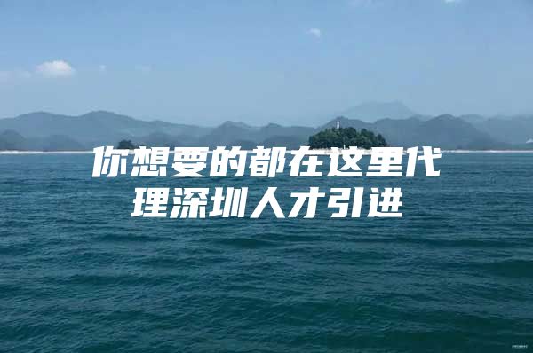 你想要的都在这里代理深圳人才引进