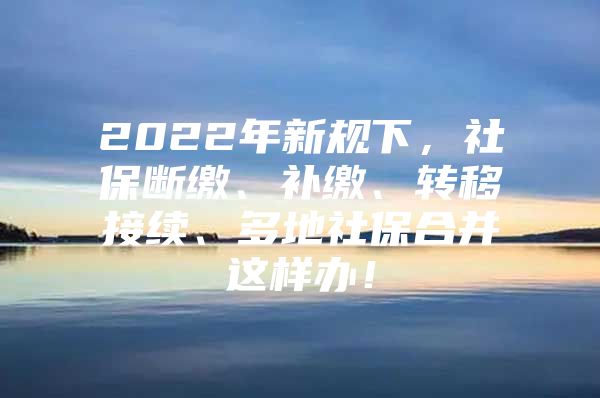 2022年新规下，社保断缴、补缴、转移接续、多地社保合并这样办！