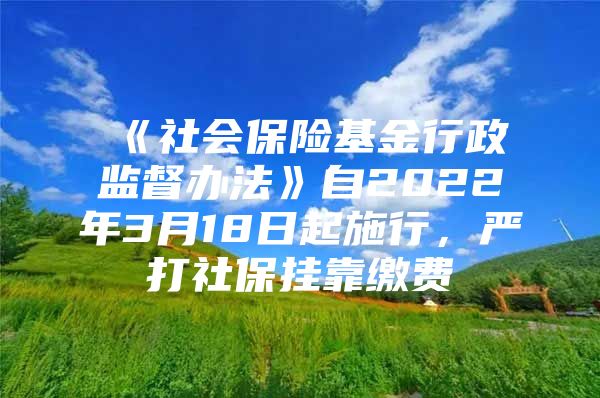 《社会保险基金行政监督办法》自2022年3月18日起施行，严打社保挂靠缴费