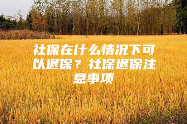 社保在什么情况下可以退保？社保退保注意事项