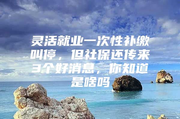 灵活就业一次性补缴叫停，但社保还传来3个好消息，你知道是啥吗