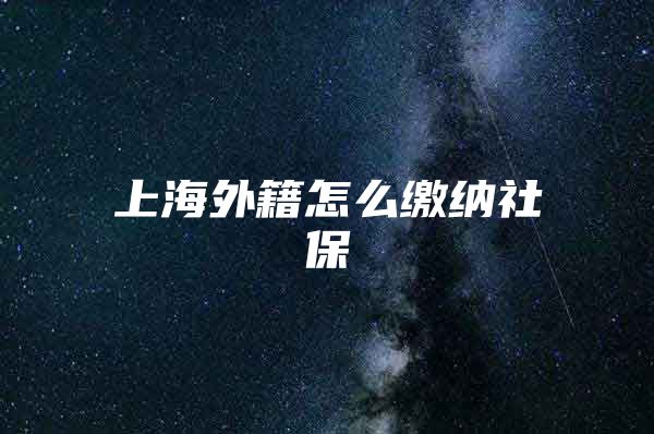 上海外籍怎么缴纳社保