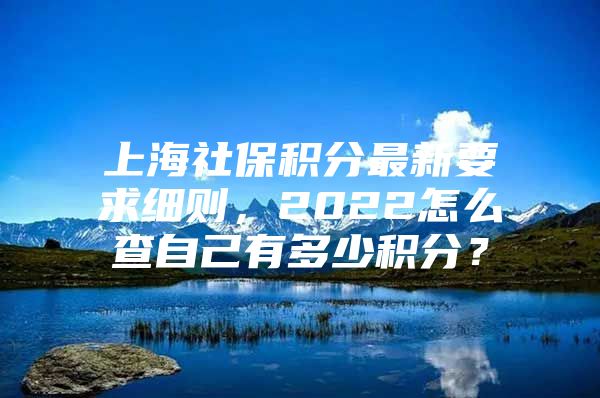 上海社保积分最新要求细则，2022怎么查自己有多少积分？