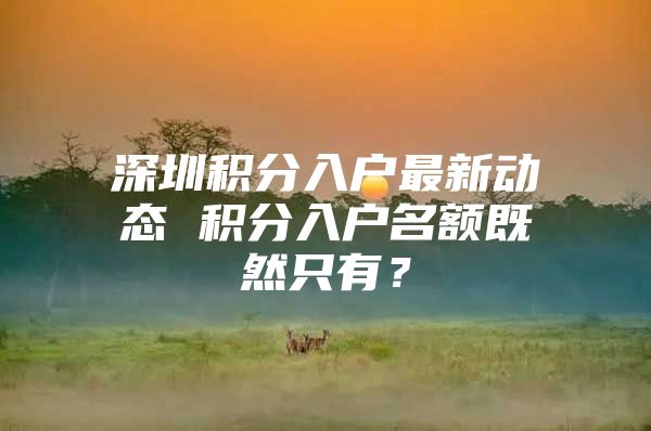 深圳积分入户最新动态 积分入户名额既然只有？