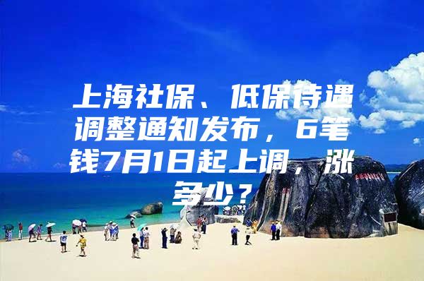 上海社保、低保待遇调整通知发布，6笔钱7月1日起上调，涨多少？