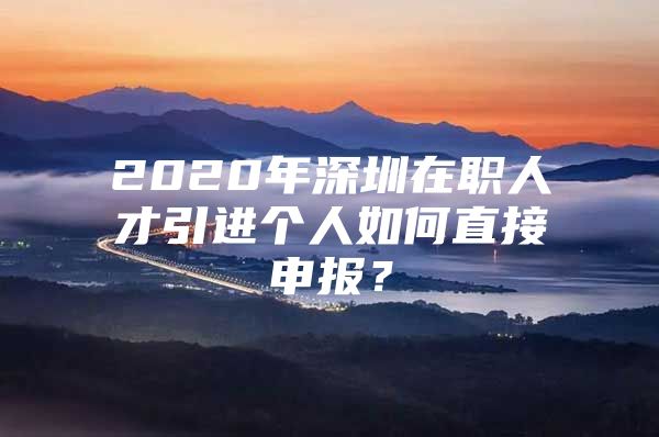 2020年深圳在职人才引进个人如何直接申报？