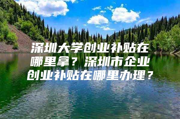 深圳大学创业补贴在哪里拿？深圳市企业创业补贴在哪里办理？