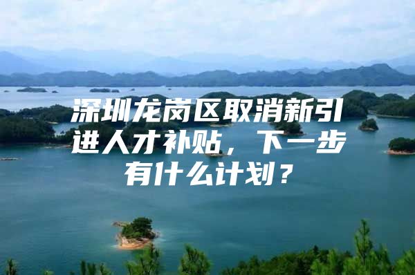 深圳龙岗区取消新引进人才补贴，下一步有什么计划？