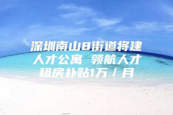 深圳南山8街道将建人才公寓 领航人才租房补贴1万／月