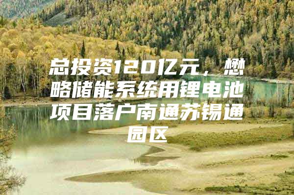 总投资120亿元，懋略储能系统用锂电池项目落户南通苏锡通园区