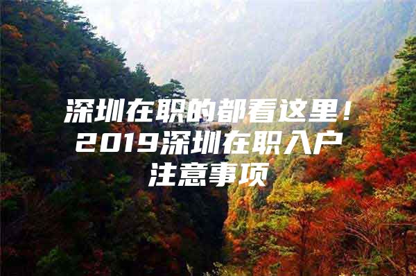 深圳在职的都看这里！2019深圳在职入户注意事项