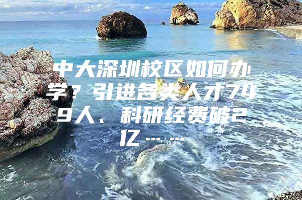 中大深圳校区如何办学？引进各类人才749人、科研经费破2亿……