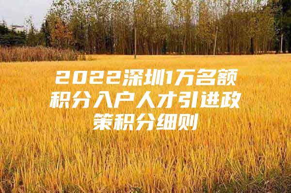 2022深圳1万名额积分入户人才引进政策积分细则