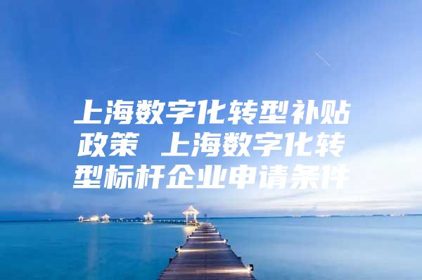 上海数字化转型补贴政策 上海数字化转型标杆企业申请条件