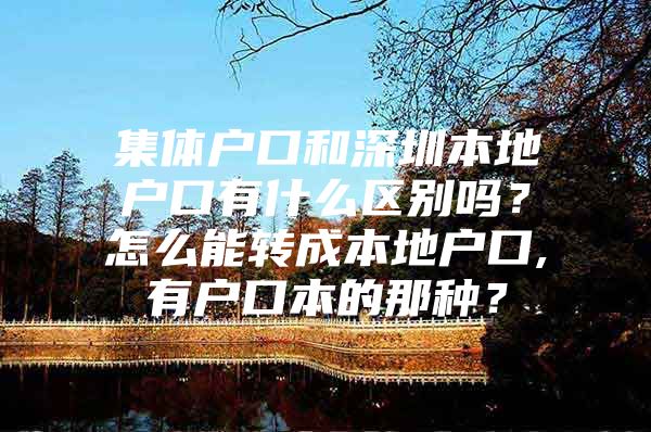 集体户口和深圳本地户口有什么区别吗？怎么能转成本地户口,有户口本的那种？