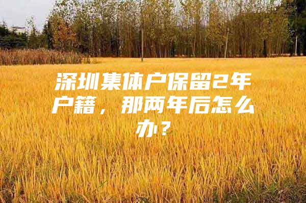 深圳集体户保留2年户籍，那两年后怎么办？