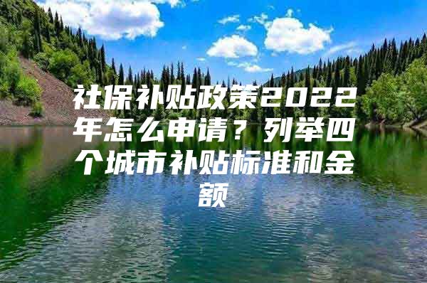 社保补贴政策2022年怎么申请？列举四个城市补贴标准和金额