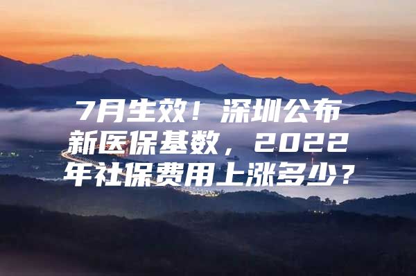 7月生效！深圳公布新医保基数，2022年社保费用上涨多少？